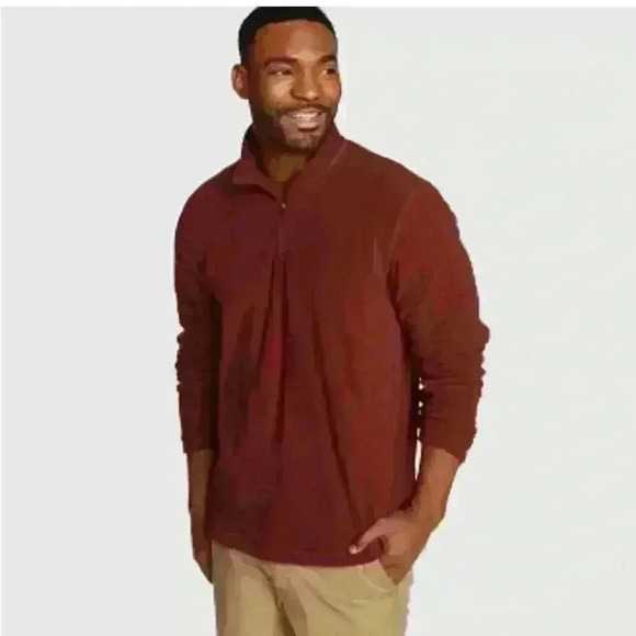 Eddie Bauer Men’s Tall XL  1/4 Zip Pullover Sweater Red - Picture 1 of 6